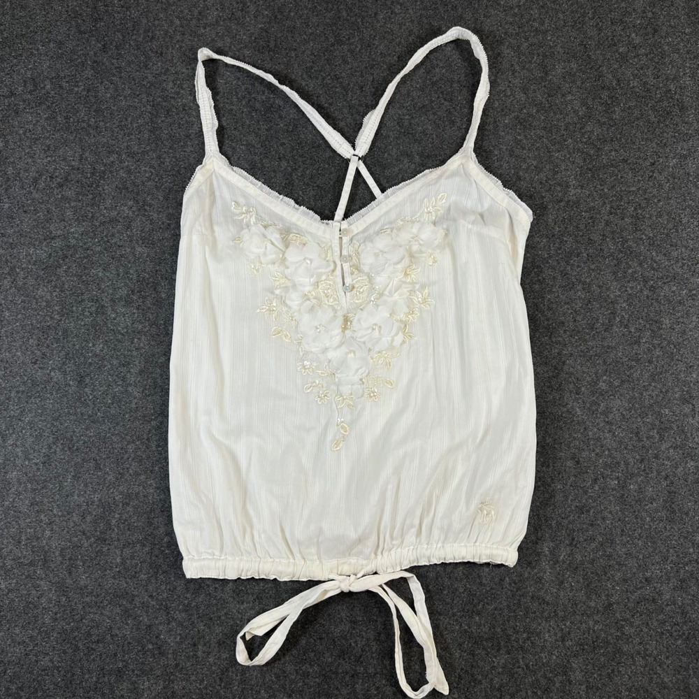 Abercrombie & Fitch White Floral Sequin Camisole Top NWT‎ Large Y2K Fairycore